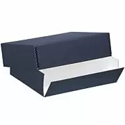 Documents DIY. Store Photos Protect Longevity Archival with Metal Edge Magazines Prints Lineco Blue/Gray 14x18 Museum Storage Box with Removable Lid and Drop Front Design Cards 