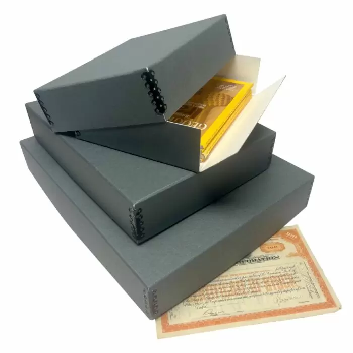 Lineco Drop Front Archival Boxes, Blue/Gray