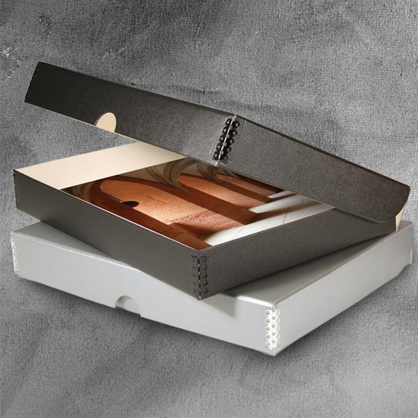 Lineco 9x12 Clamshell Folio Storage Box, 1.75 Deep, Faux Leather, Tan #7173912