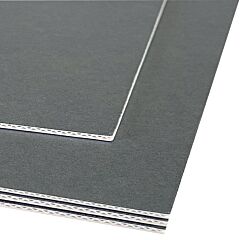 Superior strength gray/white board with micro-weave corrugated e-flute core