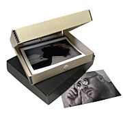 3 Ring Box Binders Tan and Black in use with photo pages