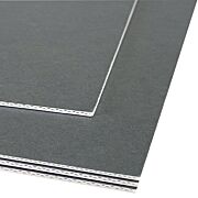 Superior strength gray/white board with micro-weave corrugated e-flute core